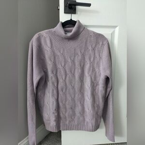 Evelyn Grace 100% CASHMERE Violet Cable Knit Sweater